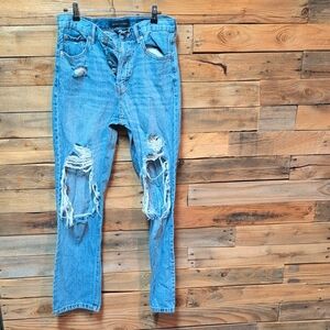 Aeropostale Medium Blue Ripped Wide Leg Jeans